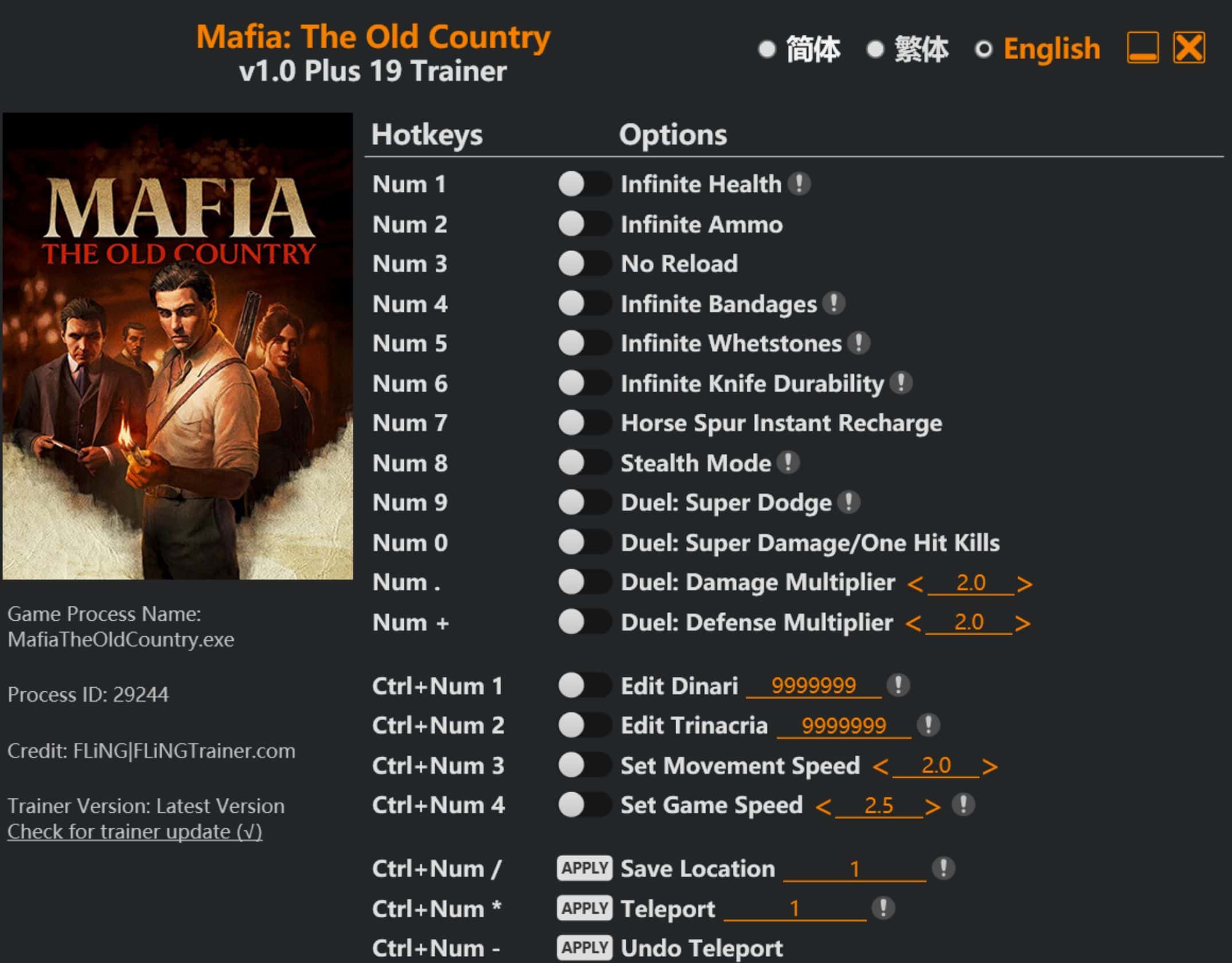 Mafia: The Old Country Trainer +19